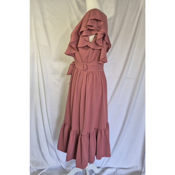 New Ivy City Co Flowy Ruffle Mauve Dress M - Picture 4 of 7